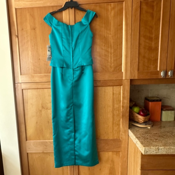 NWT Scott McClintock Petites Vintage Formal Gown Prom Dress Size 6 Turquoise - Picture 2 of 13